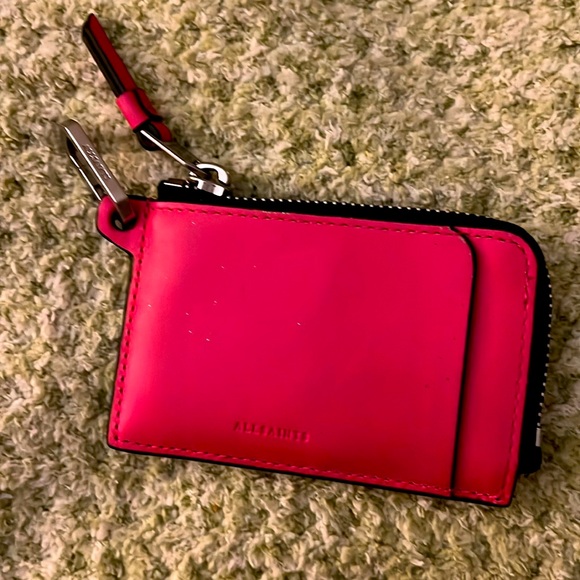 A small All Saints credit card case/wallet with clip and zipper - Picture 2 of 2